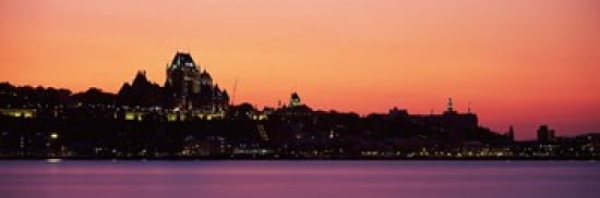 City at dusk Chateau Frontenac Hotel Quebec City Quebec Canada Canvas Art - Panoramic Images (36 x 12)