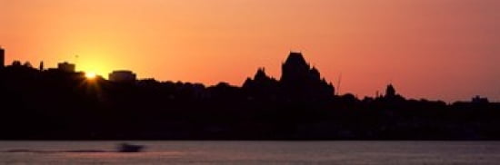 City at sunset Chateau Frontenac Hotel Quebec City Quebec Canada Canvas Art - Panoramic Images (36 x 12)