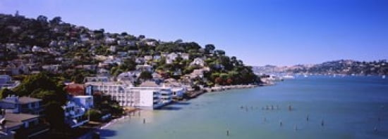City at the coast Sausalito Marin County California USA Canvas Art - Panoramic Images (36 x 13)