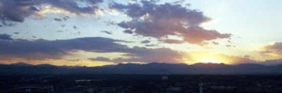 City at the sunrise Denver Colorado USA Canvas Art - Panoramic Images (36 x 12)