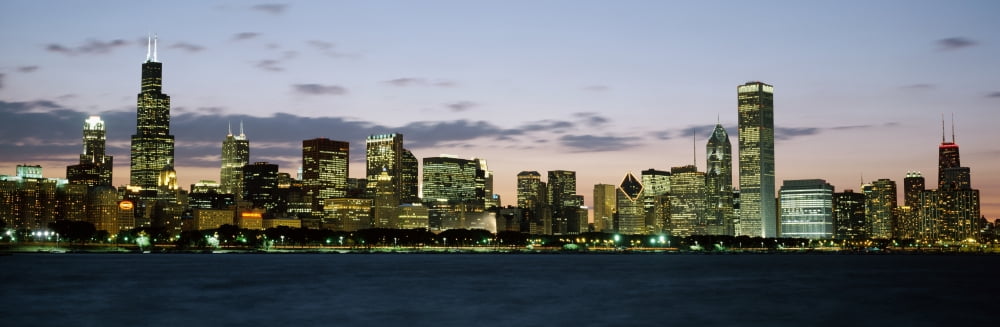 City at the waterfront Chicago Illinois USA Canvas Art - Panoramic Images (27 x 9)