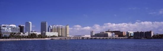 City at the waterfront Hillsborough Bay Tampa Hillsborough County Florida USA Canvas Art - Panoramic Images (36 x 12)