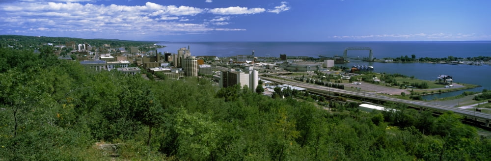 City at the waterfront Lake Superior Duluth Minnesota USA Canvas Art - Panoramic Images (6 x 18)