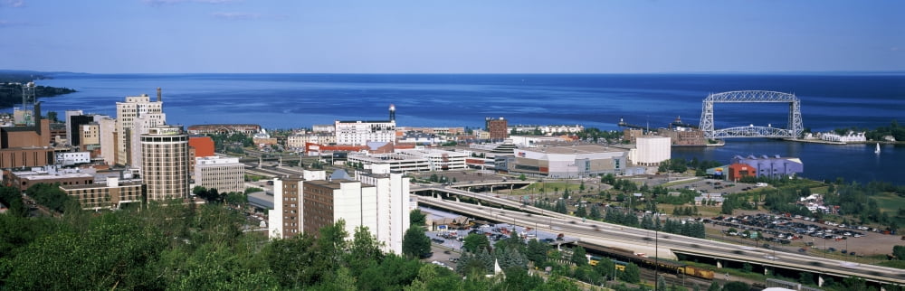 City at the waterfront Lake Superior Duluth Minnesota USA Canvas Art - Panoramic Images (6 x 18)