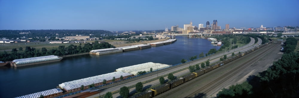 City at the waterfront Mississippi River St Paul Minnesota USA Canvas Art - Panoramic Images (6 x 18)