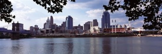 City at the waterfront Ohio River Cincinnati Hamilton County Ohio USA Canvas Art - Panoramic Images (36 x 13)