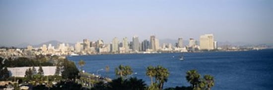 City at the waterfront San Diego San Diego Bay San Diego County California USA Canvas Art - Panoramic Images (36 x 12)