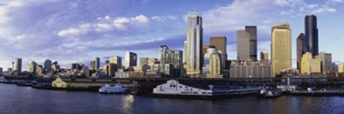 City at the waterfront Seattle Washington State USA Canvas Art - Panoramic Images (18 x 6)