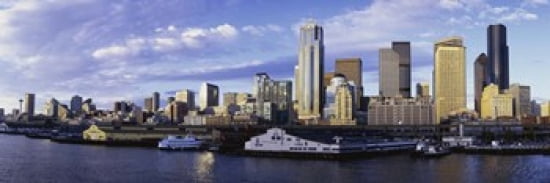 City at the waterfront Seattle Washington State USA Canvas Art - Panoramic Images (36 x 12)