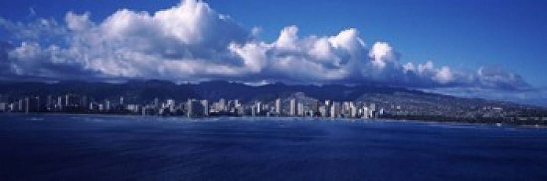 City at the waterfront Waikiki Honolulu Oahu Hawaii USA Canvas Art - Panoramic Images (18 x 6)