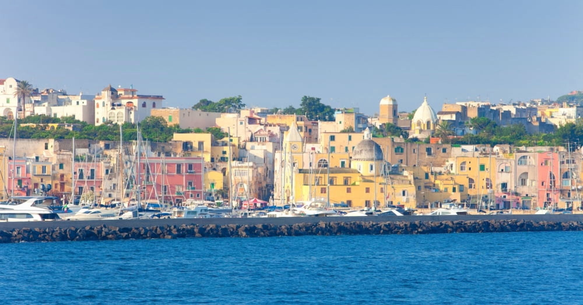 City at waterfront Marina Grande Procida Bay of Naples Campania Italy Canvas Art - Panoramic Images (36 x 12)