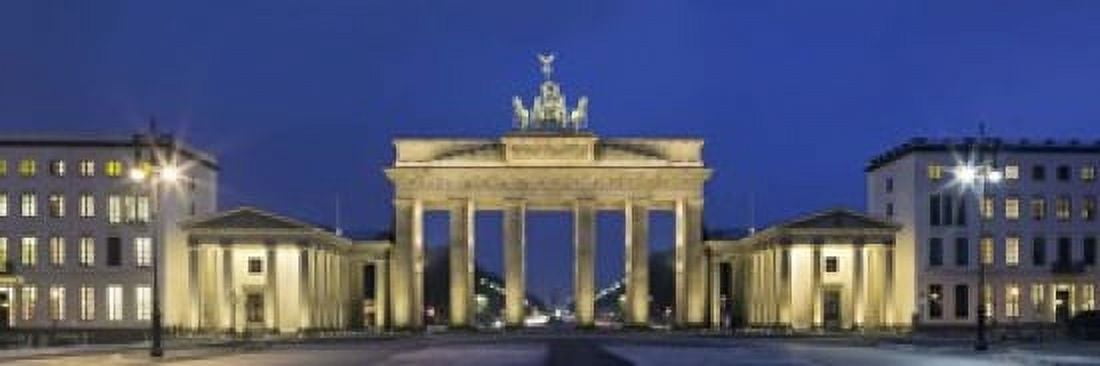 City gate lit up at night Brandenburg Gate Pariser Platz Berlin Germany Canvas Art - Panoramic Images (18 x 6)