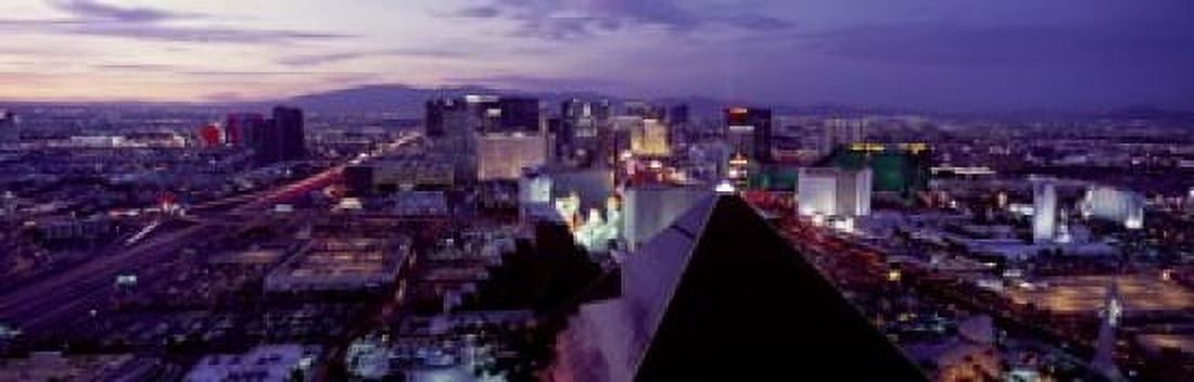 City lit up at dusk Las Vegas Clark County Nevada USA Canvas Art - Panoramic Images (18 x 6)