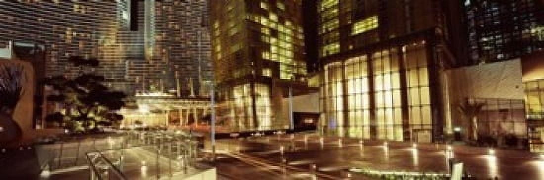 City lit up at night Citycenter The Strip Las Vegas Nevada USA Canvas Art - Panoramic Images (18 x 6)