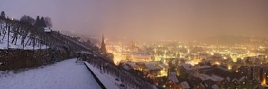 City lit up at night Esslingen am Neckar Stuttgart Baden-Wurttemberg Germany Canvas Art - Panoramic Images (36 x 12)
