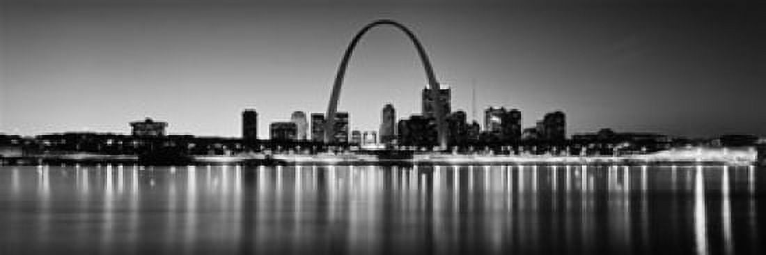 City lit up at night Gateway Arch Mississippi River St Louis Missouri USA Canvas Art - Panoramic Images (18 x 6)
