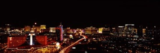 City lit up at night Las Vegas Nevada USA 2010 Canvas Art - Panoramic Images (36 x 12)