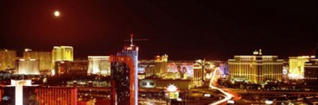 City lit up at night Las Vegas Nevada USA Canvas Art - Panoramic Images (18 x 6)
