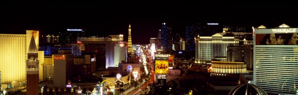 City lit up at night Las Vegas Nevada USA Canvas Art - Panoramic Images (36 x 12)