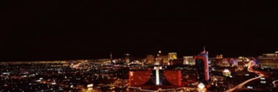 City lit up at night Las Vegas Nevada USA Canvas Art - Panoramic Images (36 x 12)