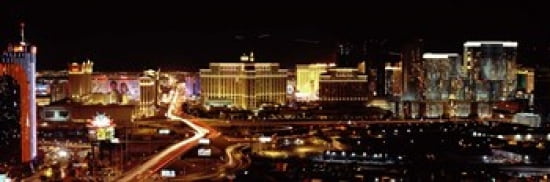 City lit up at night Las Vegas Nevada USA Canvas Art - Panoramic Images (36 x 12)