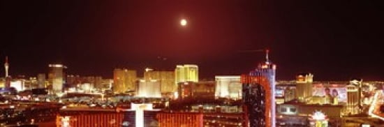 City lit up at night Las Vegas Nevada USA Canvas Art - Panoramic Images (36 x 12)