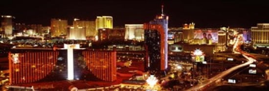 City lit up at night Las Vegas Nevada USA Canvas Art - Panoramic Images (36 x 13)