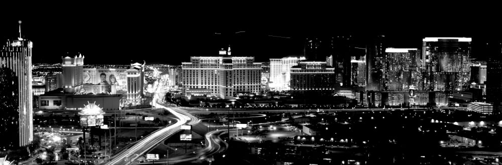 City lit up at night Las Vegas Nevada USA Canvas Art - Panoramic Images (6 x 18)