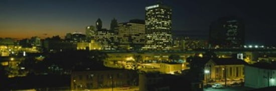 City lit up at night Newark New Jersey USA Canvas Art - Panoramic Images (36 x 12)