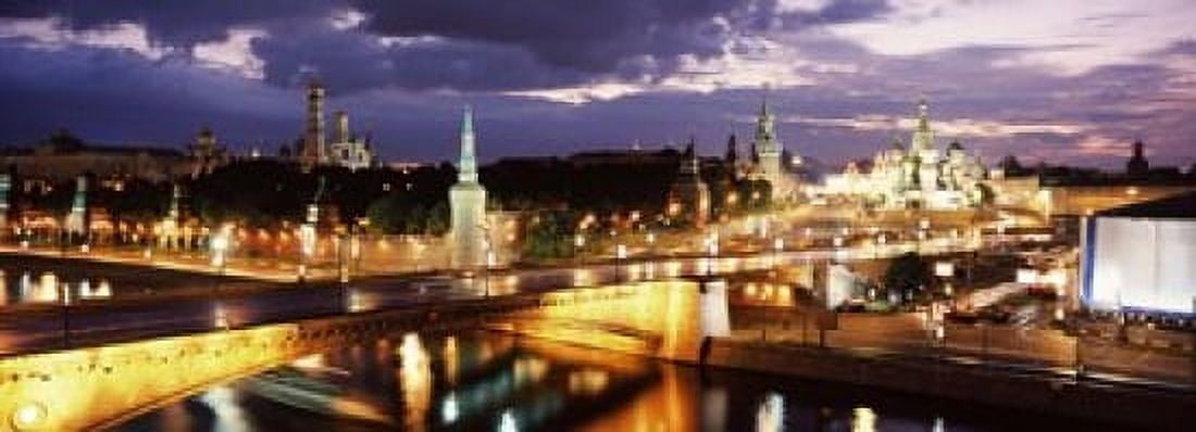 City lit up at night Red Square Kremlin Moscow Russia Canvas Art - Panoramic Images (18 x 7)