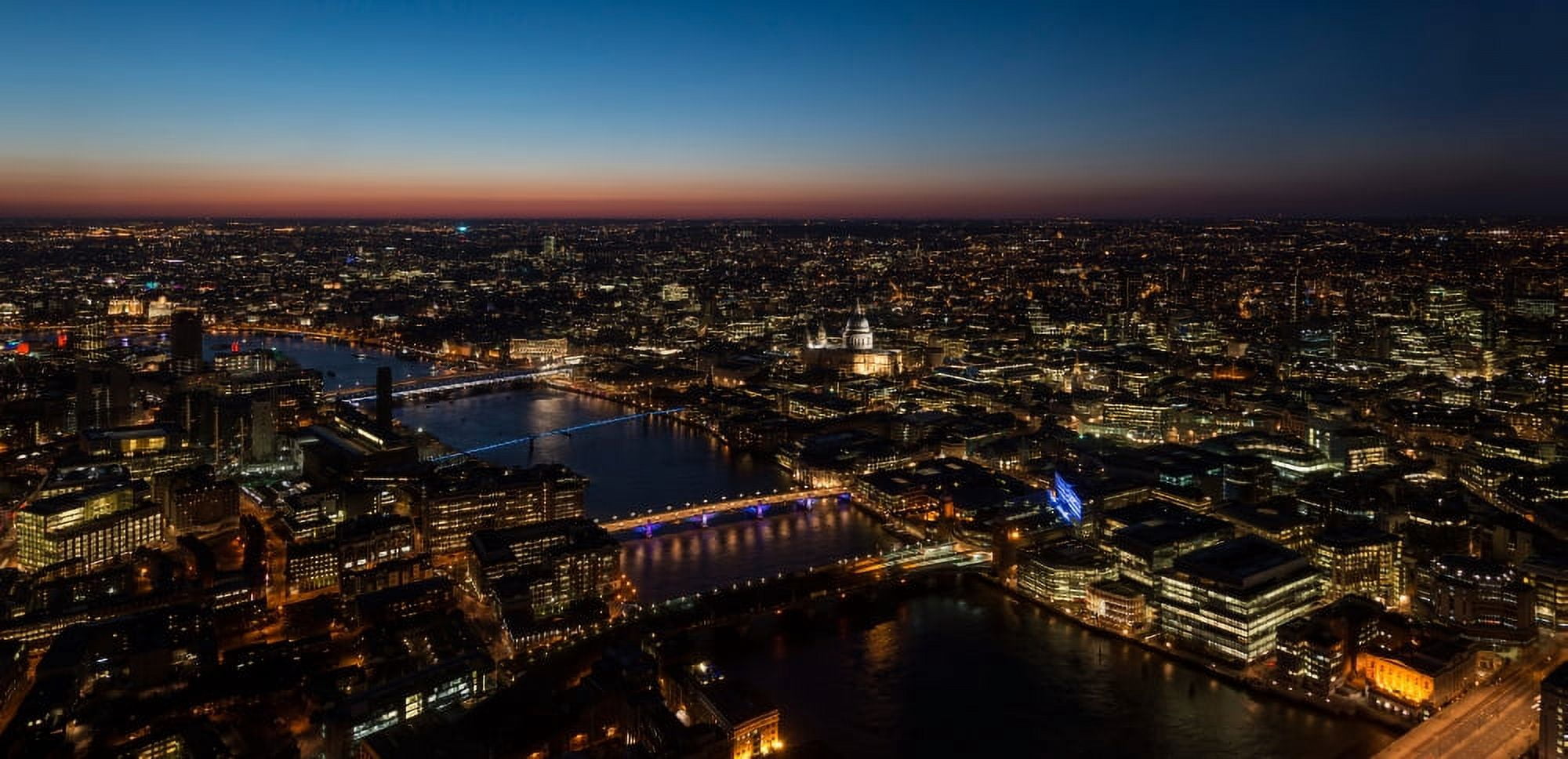 City lit up at night viewed from The Shard London England Canvas Art - Panoramic Images (25 x 12)