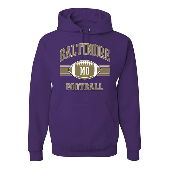 City of Baltimore BAL American Football Fantasy Fan | Mens Sports Hooded Sweatshirt Graphic Hoodie, Purple, 3XL