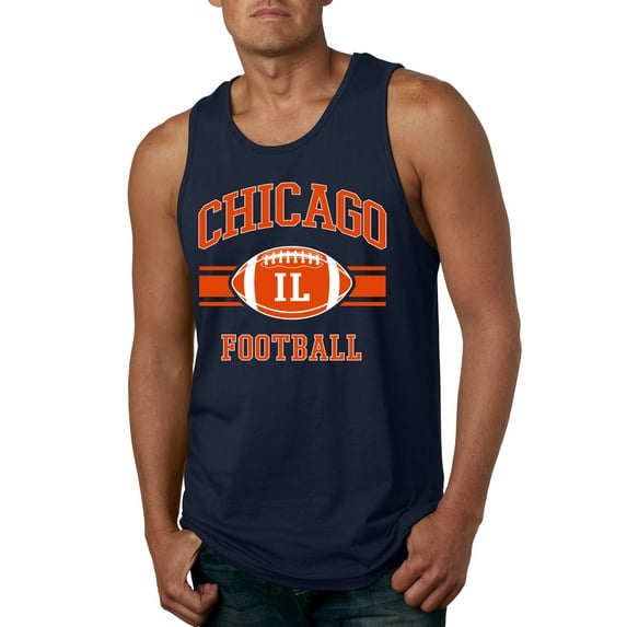 City of Chicago CHI American Football Fantasy Fan Sports Mens Graphic Tank Top, Navy, 3XL