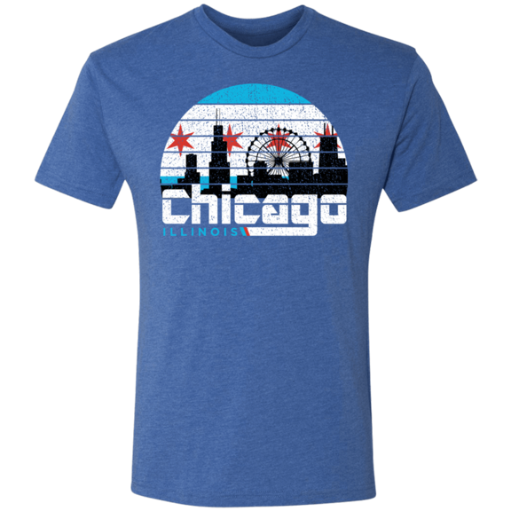 City of Chicago Skyline Sunset Tri-Blend Tee by ThirtyFive55