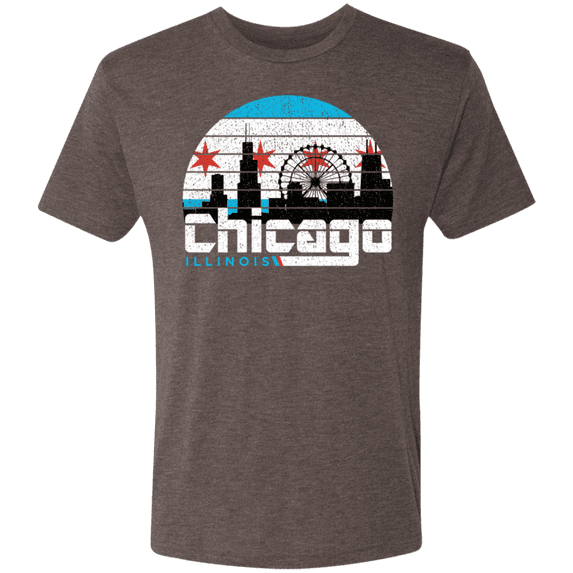City of Chicago Skyline Sunset Tri-Blend Tee by ThirtyFive55