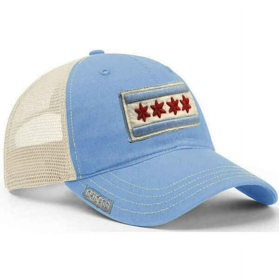 City of Chicago Vintage Baby Blue Mesh Adjustable Flag Hat by ThirtyFive55