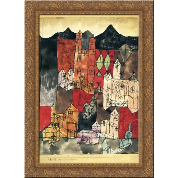 City of Churches 24x18 Gold Ornate Wood Framed Canvas Art by Paul Klee