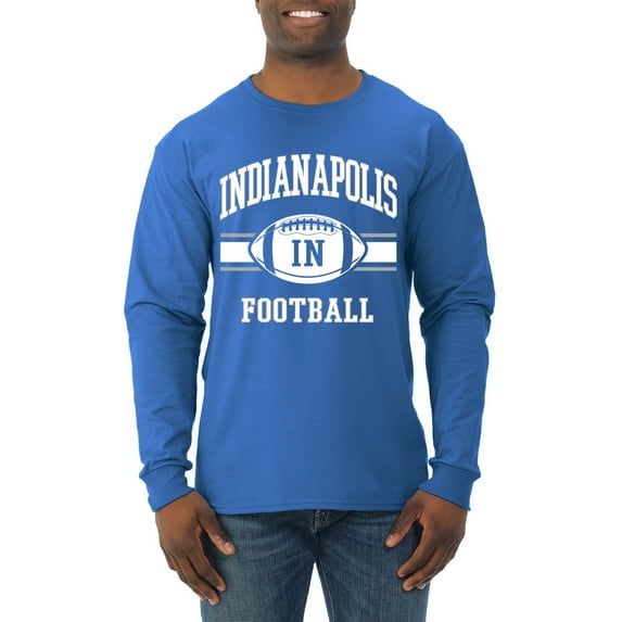 City of Indianapolis IND American Football Fantasy Fan Sports Mens Long Sleeve Shirt, Royal, 2XL