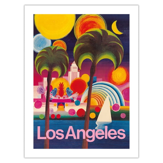 City of Los Angeles California - Vintage Airline Travel Poster c.1960s - Bamboo Fine Art 290gsm Paper Print (Unframed) 18x24in