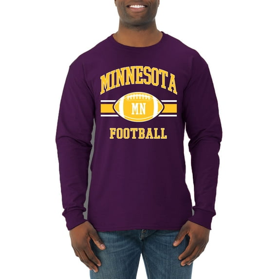 City of Minnesota MIN American Football Fantasy Fan Sports Mens Long Sleeve Shirt, Purple, 2XL