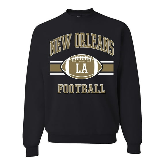 City of New Orleans NO American Football Fantasy Fan Sports Unisex Crewneck Graphic Sweatshirt, Black, Small