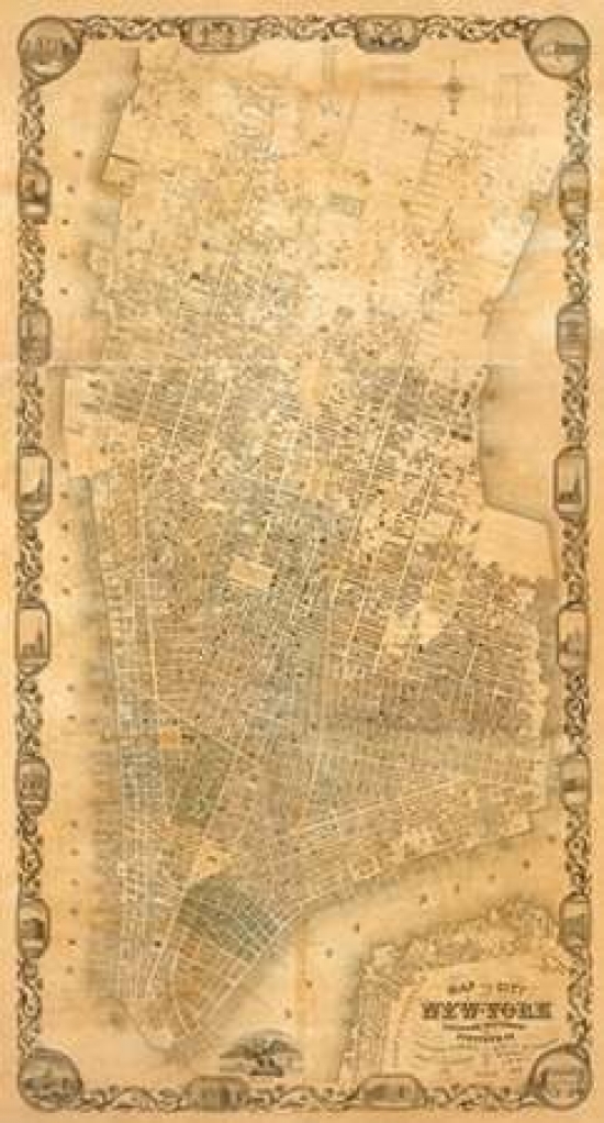 City of New York Extending Northward to 50th St 1852 Canvas Art - Matthew Dripps (24 x 36)