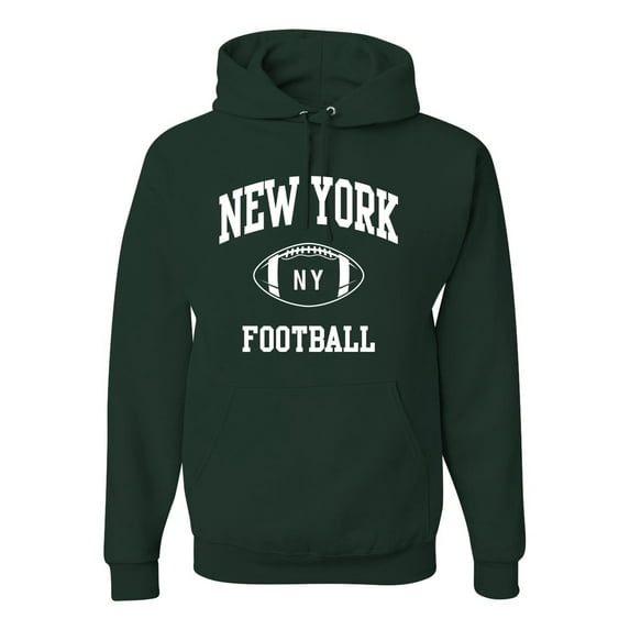 City of New York NYJ American Football Fantasy Fan | Mens Sports Hooded Sweatshirt Graphic Hoodie, Forest Green, 2XL