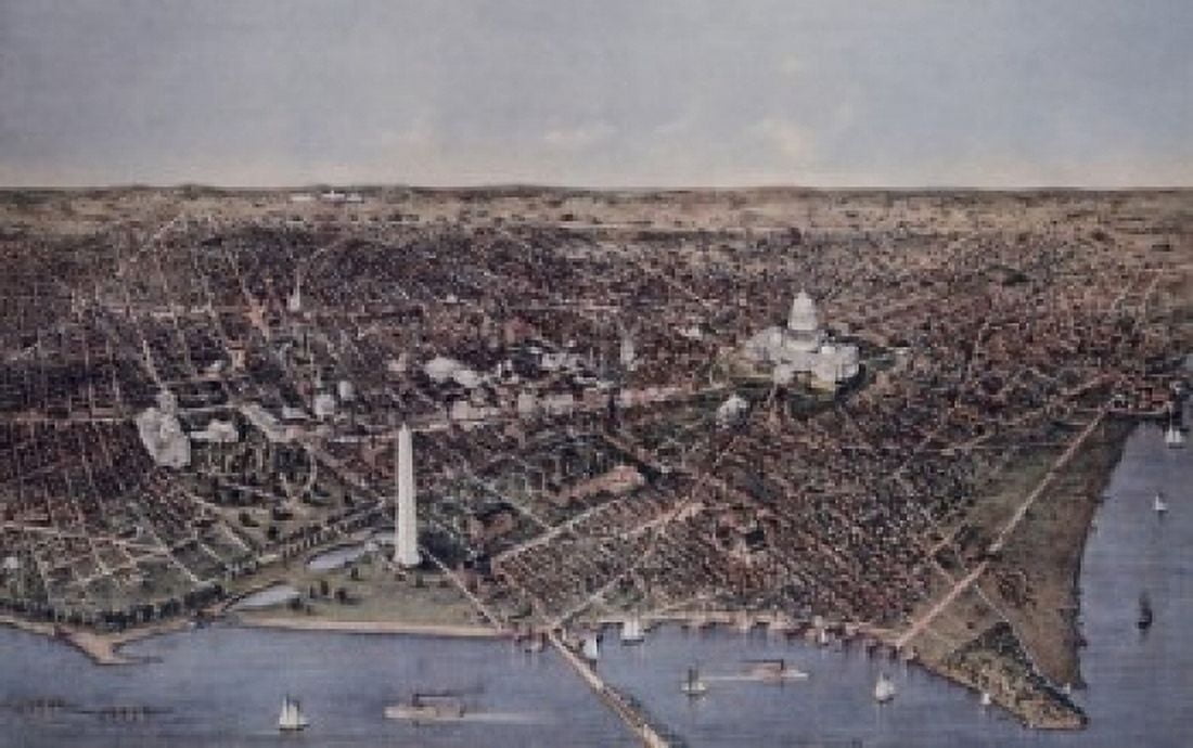 City of Washington (Looking North- 1892) Currier & Ives (active 1857-1907American) Canvas Art - Currier & Ives (24 x 36)