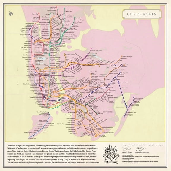 City of Women New York City Subway Wall Map (20 X 20 Inches), (Paperback)