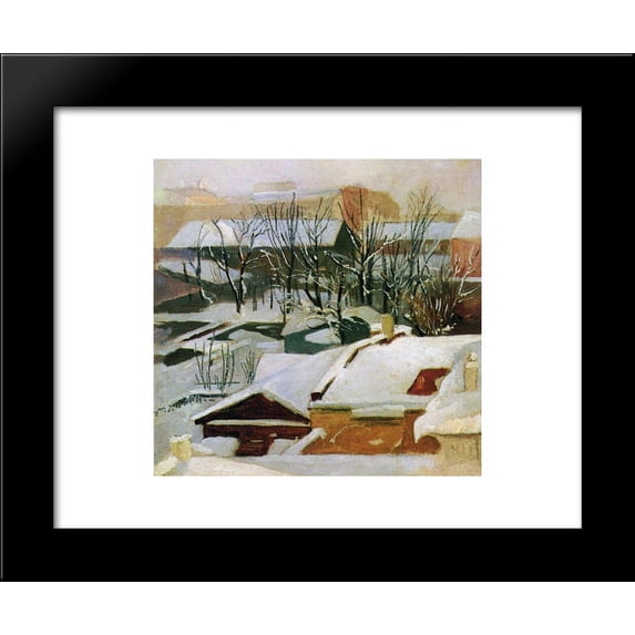City roofs in winter 20x24 Framed Art Print by Ivan Shishkin