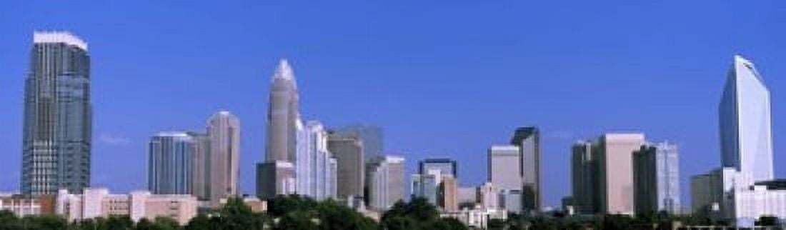 City skyline Charlotte Mecklenburg County North Carolina USA Canvas Art - Panoramic Images (15 x 5)