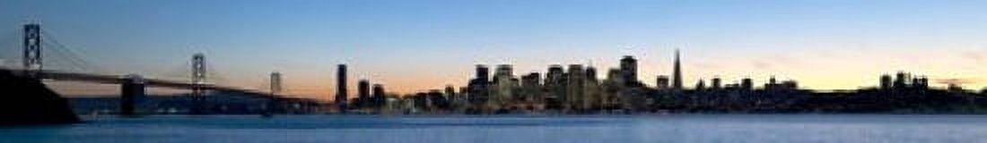 City skyline and a bridge at dusk Bay Bridge San Francisco California USA 2010 Canvas Art - Panoramic Images (22 x 4)