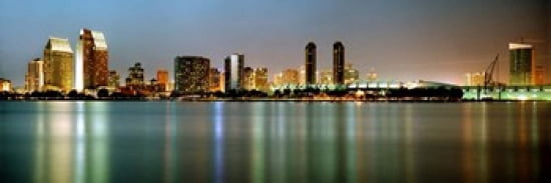 City skyline at night San Diego California USA Canvas Art - Panoramic Images (18 x 6)