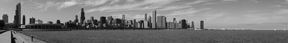 City skyline at the waterfront Chicago Cook County Illinois USA Canvas Art - Panoramic Images (44 x 7)